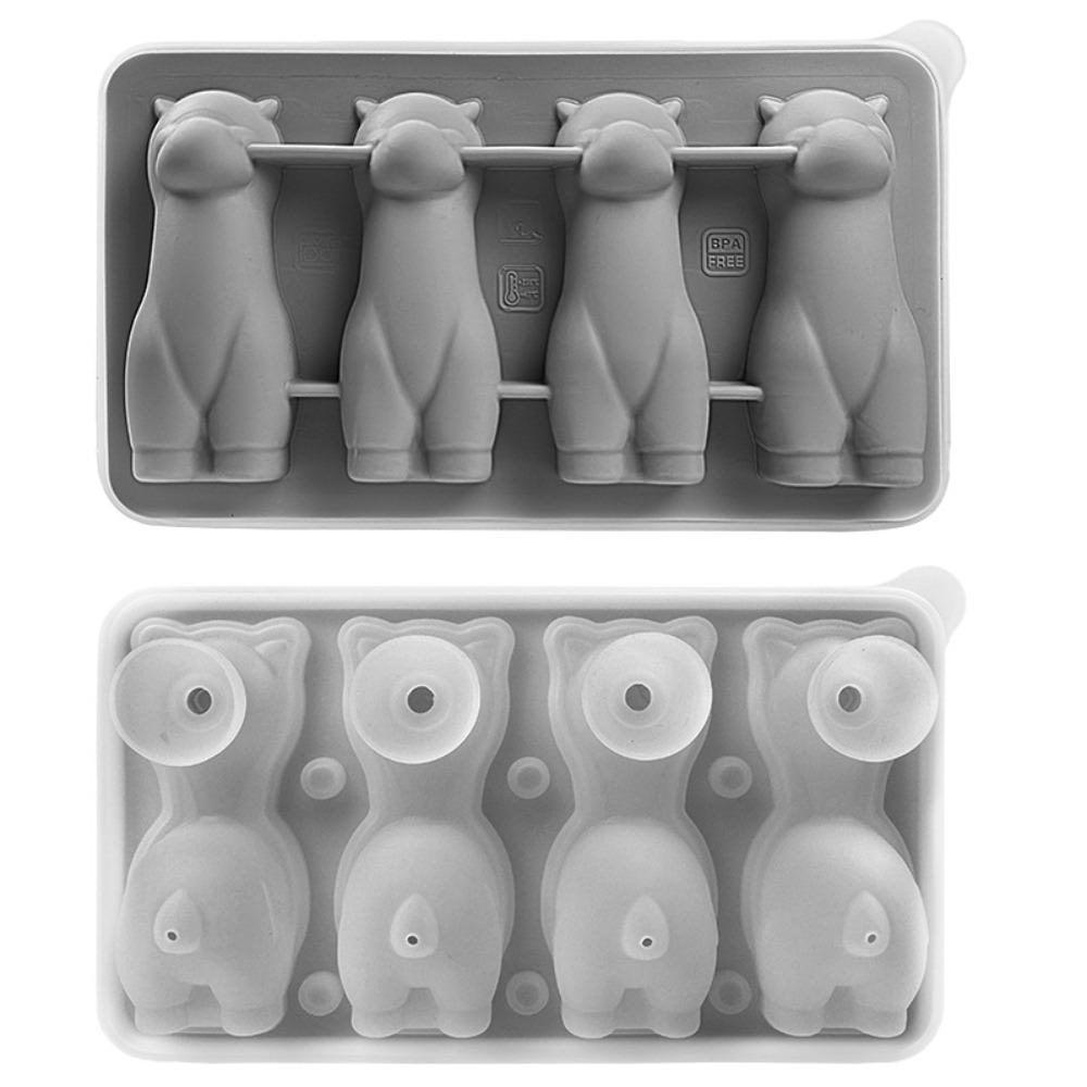 Silicone Ice Cube Tray 3D Alpaca Ice Cream Mold Novelty Long Ice Stick Tray Summer