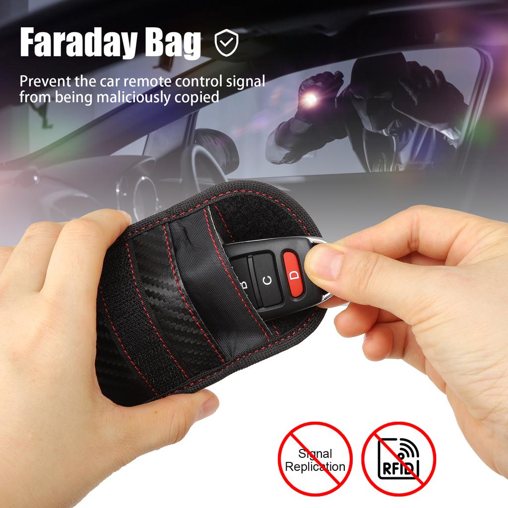 2-10PCS Car Key Signal Blocker Case Faraday Cage Fob Pouch Keyless Entry RFID Blocking Shielding Bag Car Accessories
