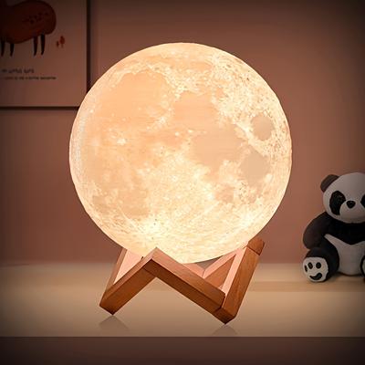 Moon Lamp 16 Colors Moon Night Light LED 3D Printed Moon Lamp 5.9 Inch Table Lamp with Stand  USB Plug