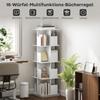 Rotating Bookshelf with 4 Levels, 16 Compartments, Easy Access, for Bedroom, Living Room, Study, Particle Board, White