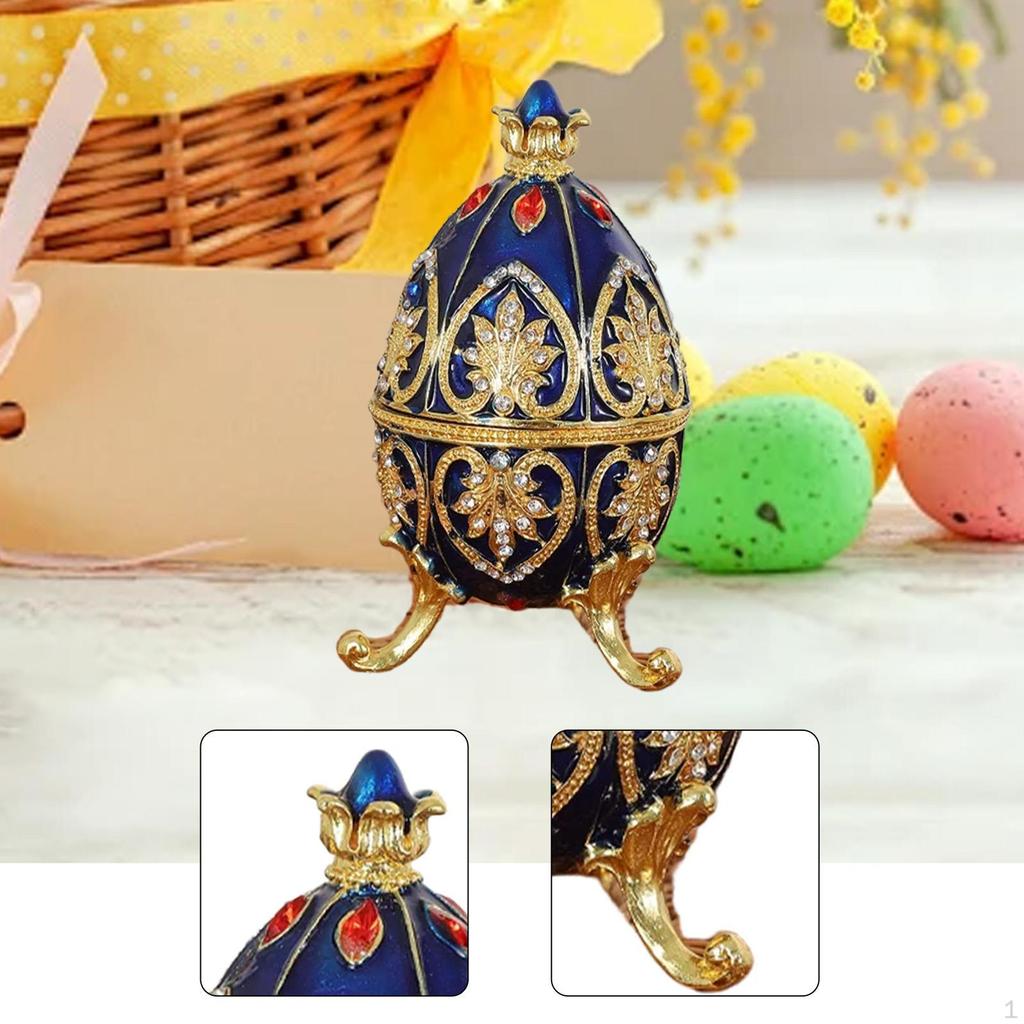 Easter Egg Trinket Box Enamel Jewelry Art Craft Birthday Gift Keepsake Zinc Alloy Tabletop