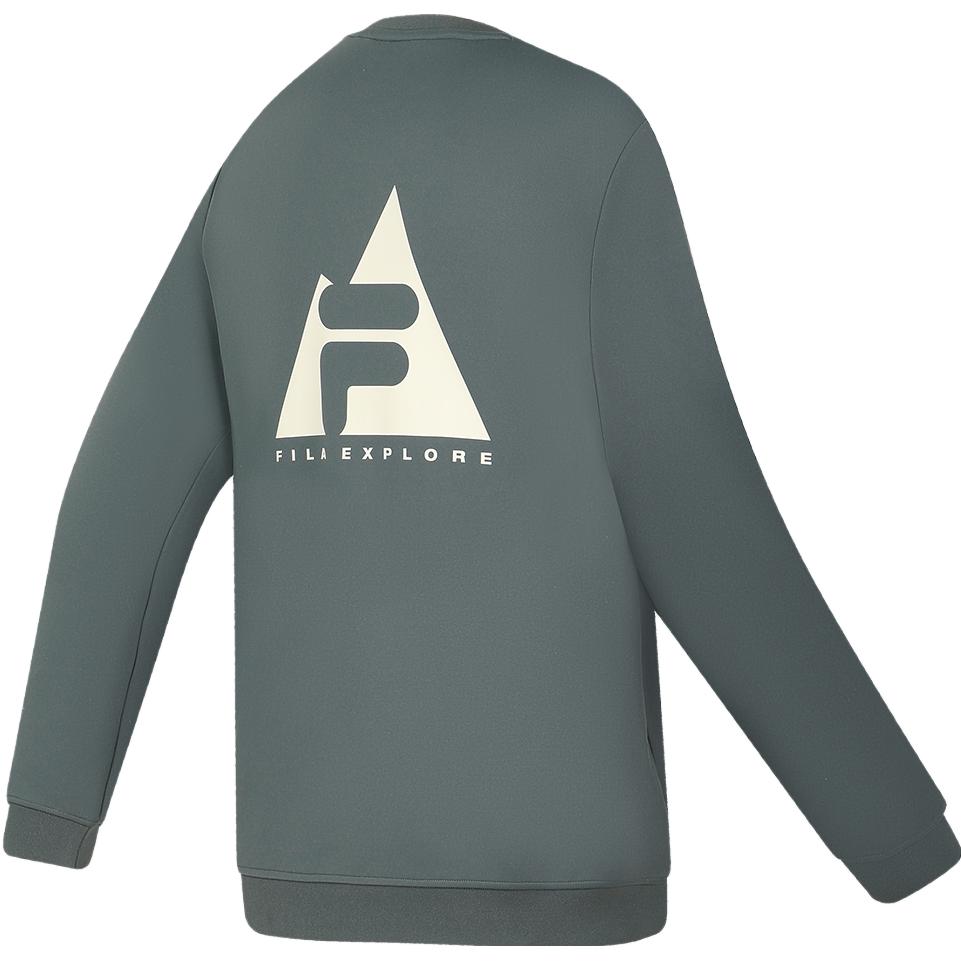 FILA 2023 Autumn New Knit Pullover Long Sleeve Sweatshirt Antibacterial Men sweatshirt Gray-Green A11M337205F-DY