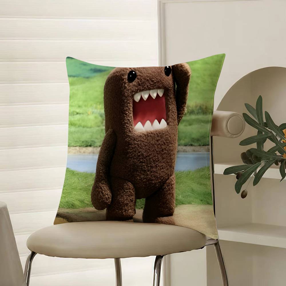 Popular Cartoon Characters Domo-kun-Fun Pillow Case Comfort Sofa Bed Silky Elegant Invisible Zipper Decorative Cushion Cover