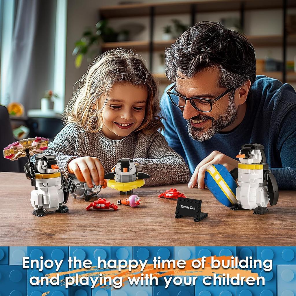 Penguin Family Animal Building Set Creator STEM Toy for Kids 6+, Model Building Kit for Display or Family Activity, Birthday Gift for Kids Boys and