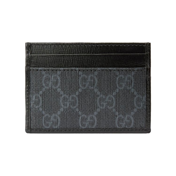 Gucci GG Canvas Leather Interlocking G Card Holder Black Gray Daily Travel 673002-92TCN-1000