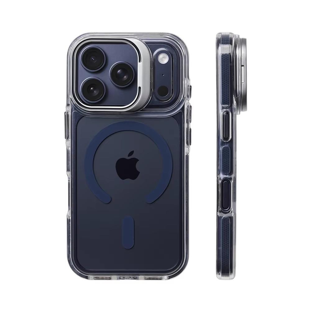 Luxury Magnetic Shockproof Clear Bumper Case for iPhone 17 Pro Max 16 15 14 13 12 Plus Air For Magsafe Lens Protect Stand Cover