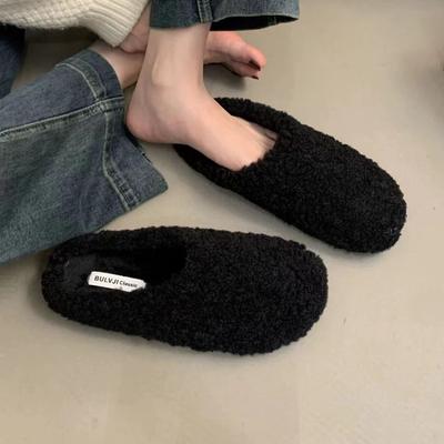 Fashion Women Fur Slippers Casual Flats Mules Shoes Suede New Winter 2025 Trend Fashion Woman Sneakers Slingback Cozy Flip Flops Slides