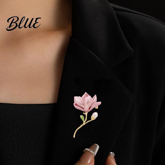 Vintage Style Brooch Magnolia Flower Zinc Alloy Faux Pearl Lapel
