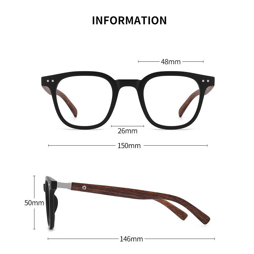 Trendy Anti Blue Light Wooden Grain Leg TR90 Glasses, Men Women Big Square Blue Ray Blocking for Computer Glass Frames F83026