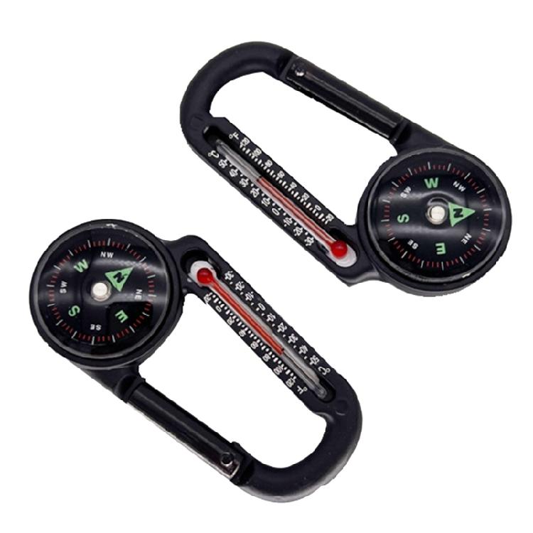Portable Carabiner with Compasses & Thermometer Mountaineering Buckle Keys Hook