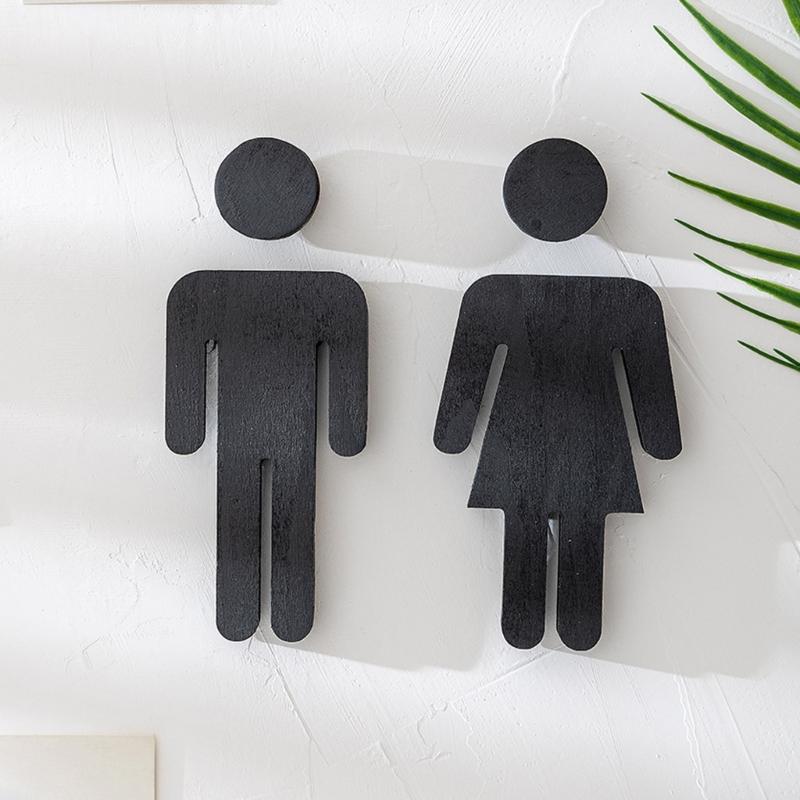 Elegant Wood Bathroom Signs Men and Women Toilet Door Signs Restroom Wall Plaques for Home Office and Restaurant Decors