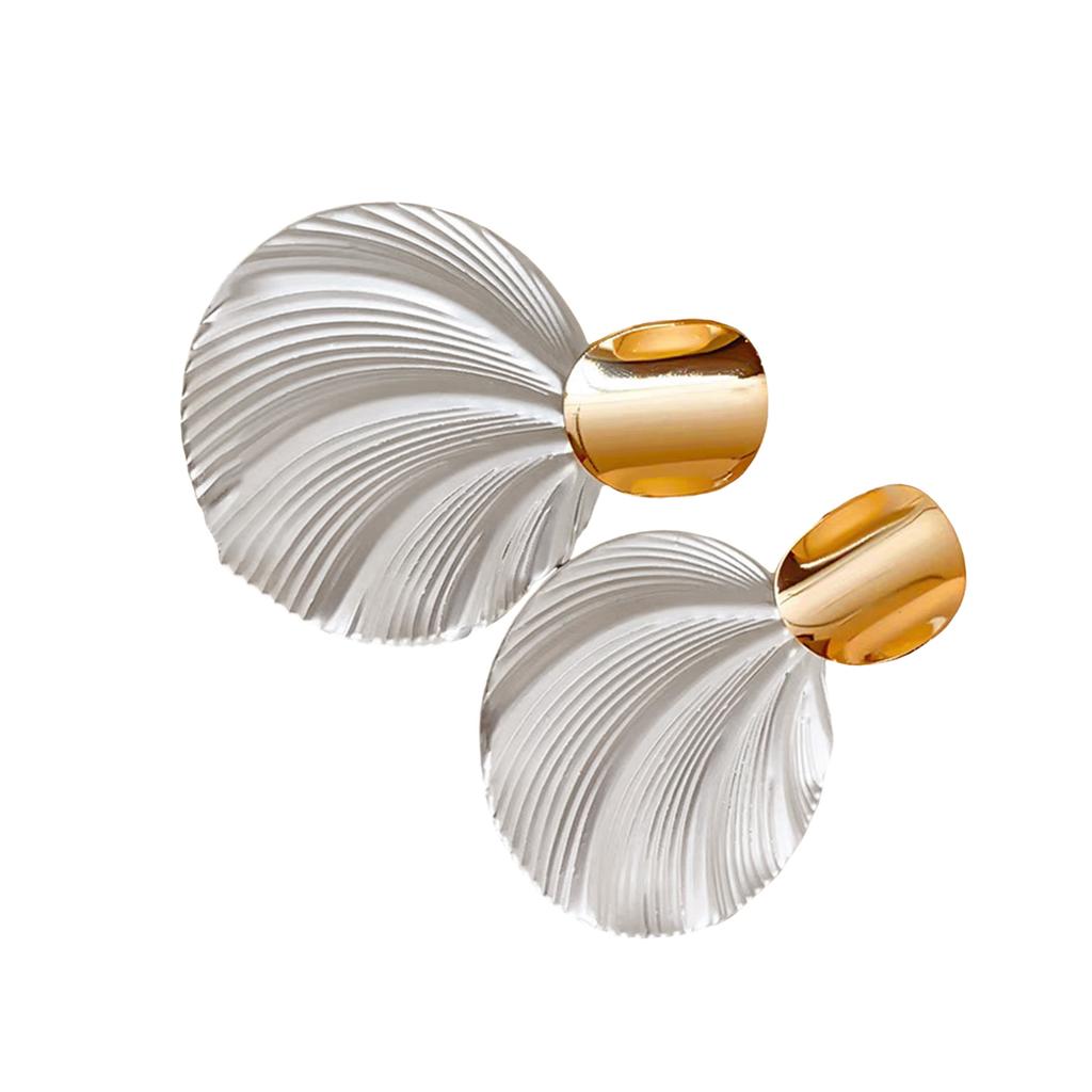 Fashionable Alloy Shell Shaped Dangle Earrings Handmade Two Tone Ear Accessories Fashion Jewelry for Everyday Wear
