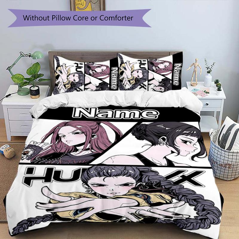 3pcs KPop Demon Hunters12 Cover Set - Personalized Name, HD Printed Bedding with 1 Cover and 2 Pillowcases - Perfect for Home Decor, Easy Care