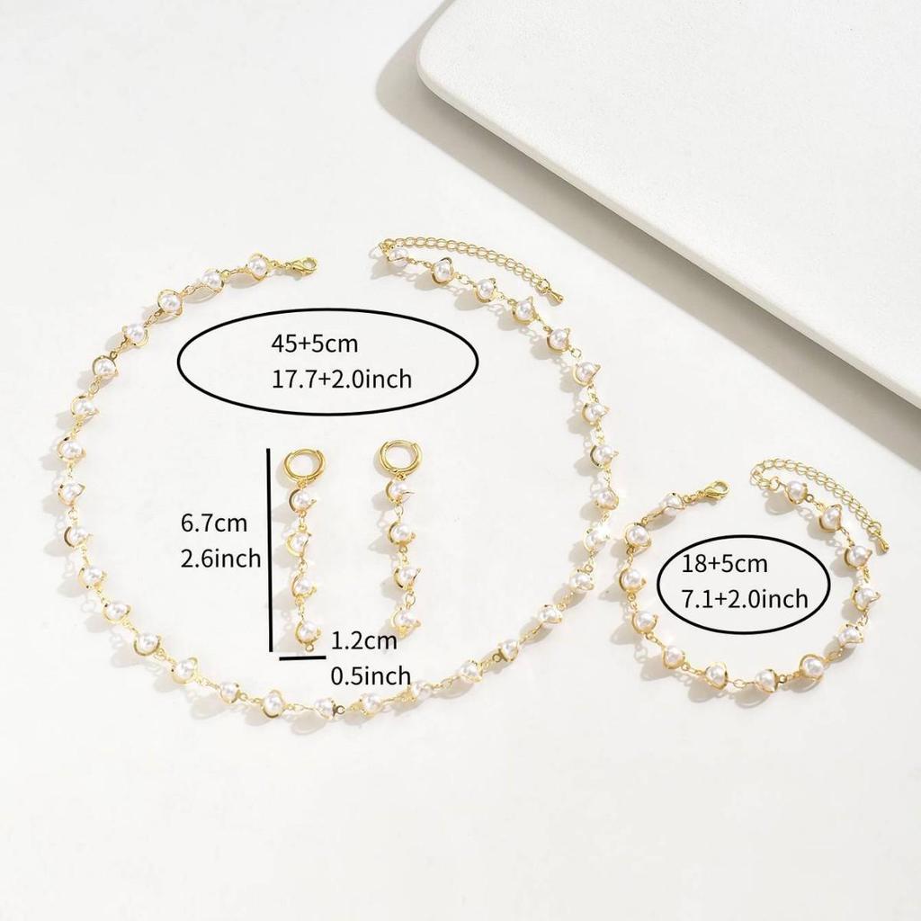 Hochwertiges Perlenhalsketten- & Armband-Set: Leichter Luxus Schmuck für Damen für Herbst/Winter