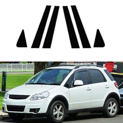 Für Suzuki SX4 Hatchback Fensterdekoration, Seiten Türrahmenabdeckung, Glänzender Schwarzer Säulenaufkleber