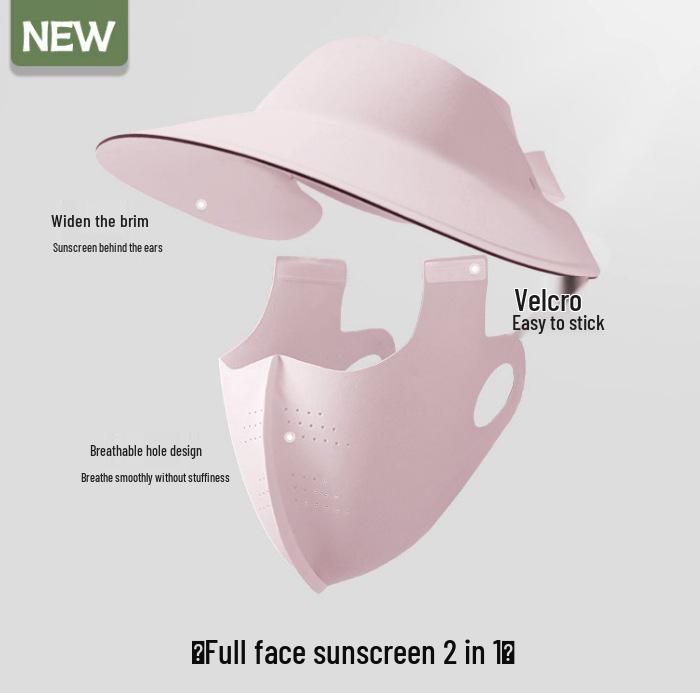 Women's UV Protection Facekini: Removable Ice Silk Mask with Brim, Full Face & Neck Shield.