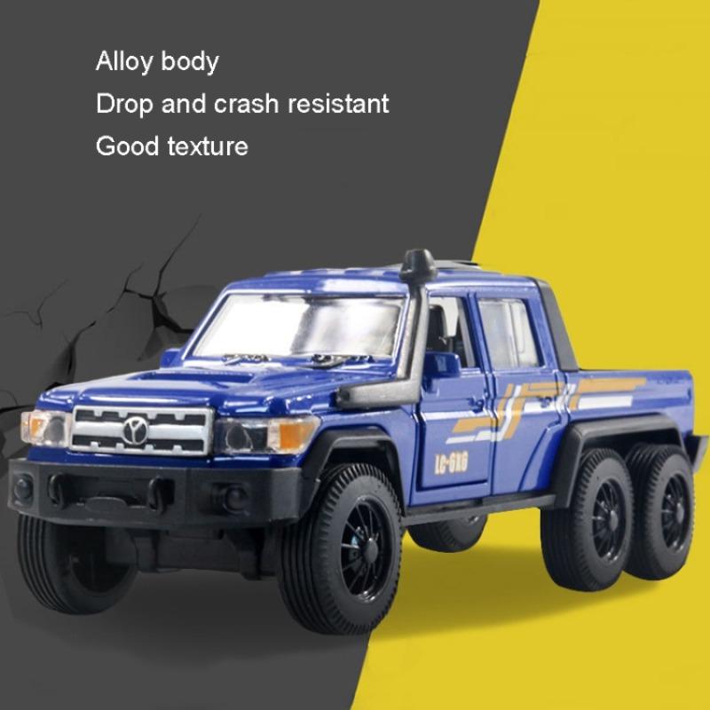 Automodell Toyota LC-6X6 im Maßstab 1/32, Legierungs-ABS-Material, Legierungsautospielzeug, hohe Simulation, langlebig, robuste, helle Farbe, für Geschenke