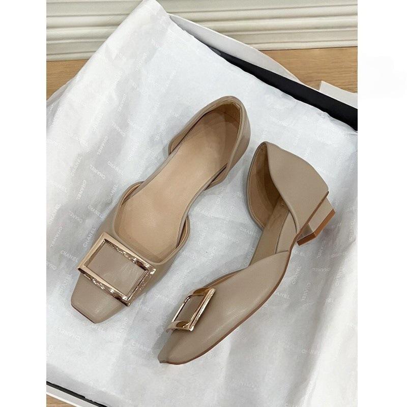 Not tired feet! Square buckle single shoes, shallow mouth and one pedal, hollow Mary Jane shoes
