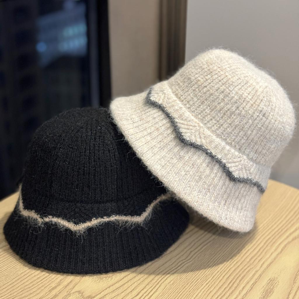 Knitted Fisherman Hat for Women in Autumn and Winter Simple and Versatile Small Basin Hat Cold Proof and Warm Bucket Hat