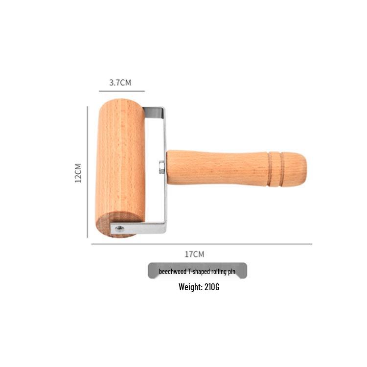 Doppelkopf Nudelholz mit Holzgriff & Teigschneider aus Edelstahl