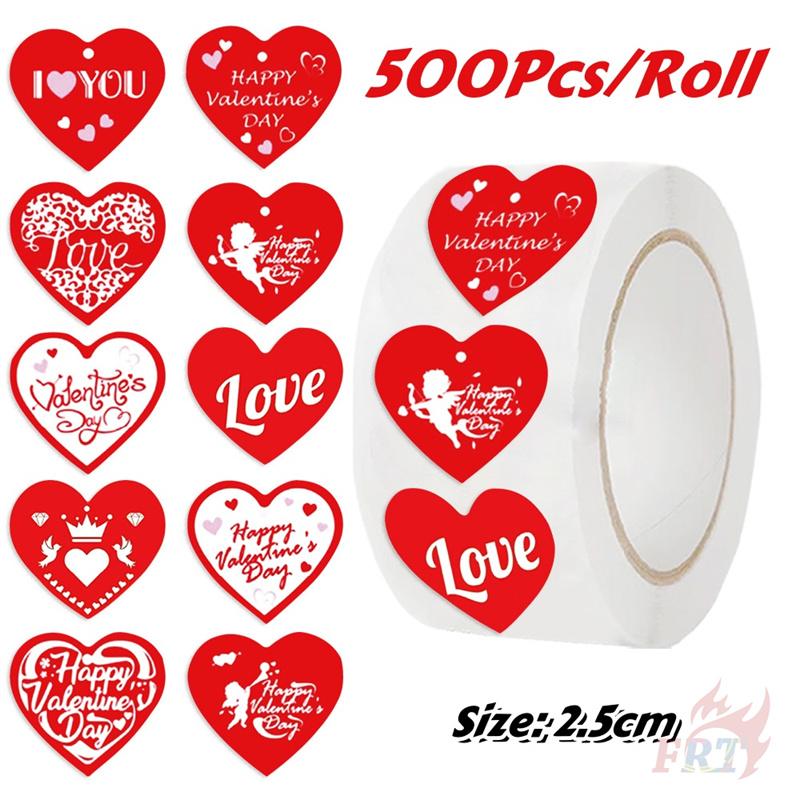 500Pcs/Roll Happy Valentine's Day. Red Hearts Kids Rewards Stickers - DIY Scrapbooks Album Decor Sealing Label Decals