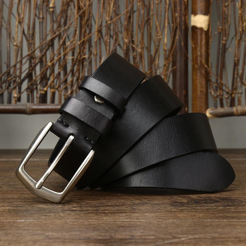 Belt Men's Korean-Style Simple Fashion First Layer Cowhide Oil Wax Leather Pin Buckle All-Match Light Luxury Casual Jeans Belt