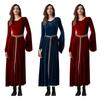Evropské středověké královské kostýmní šaty s rozšířenými rukávy pro cosplay a jevištní vystoupení
