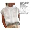 Stand-Neck Short Sleeve Retro Tops Hollow Out Lace Stitching Loose Fit Thin Women Solid Color Shirt Top Streetwear