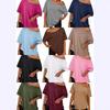 2025 Cross-Border Amazon Summer Off-Shoulder Loose Top European and American Foreign Trade Solid Color T-Shirt