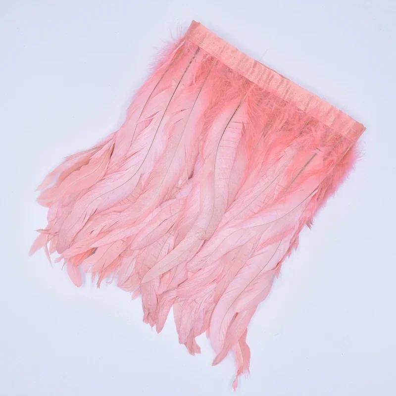 2Meters Rooster Feathers on Tape Trim Tassel Fringe Ribbon White Black Cock Pheasant Chicken Feather Costume Clothing Decoration