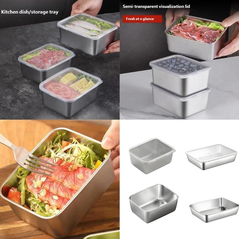 Reusable Stainless Steel Food Tray Smooth Rectangular Kitchen Container for Prep Storage Serving and Dining Use