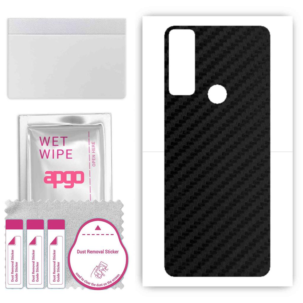 apgo Protective Skin Sticker for the Back Compatible with TCL 20 SE, Wrap Film, Foil, Vinyl - Pattern Carbon Black