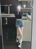 2025 Plus Size Spicy Retro A-line Denim Mini Skirt - High Waist Summer Skirt Pants for Women
