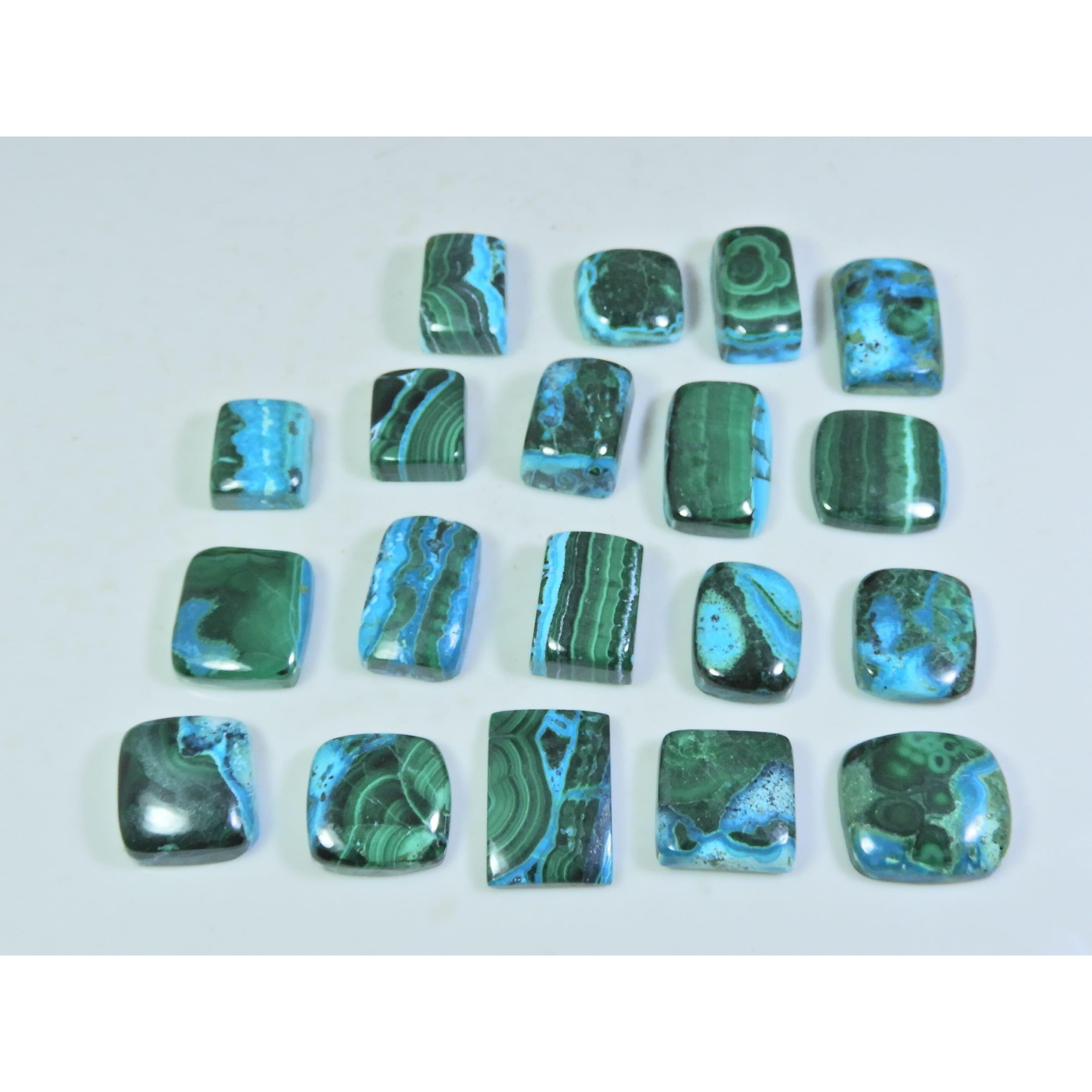 

12-17 MM Natural Chrysocolla Malachite Octagon Cabochon Gemstone 19Pcs Lot C-175