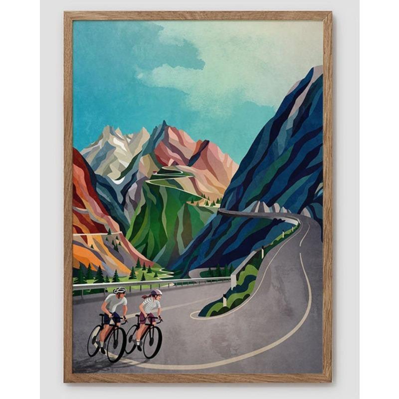 Modern Bicycle Poster Art Canvas Print Colorful Cycling High In The Mountains Wall Picture Home Room Decor Painting Gift Cuadros