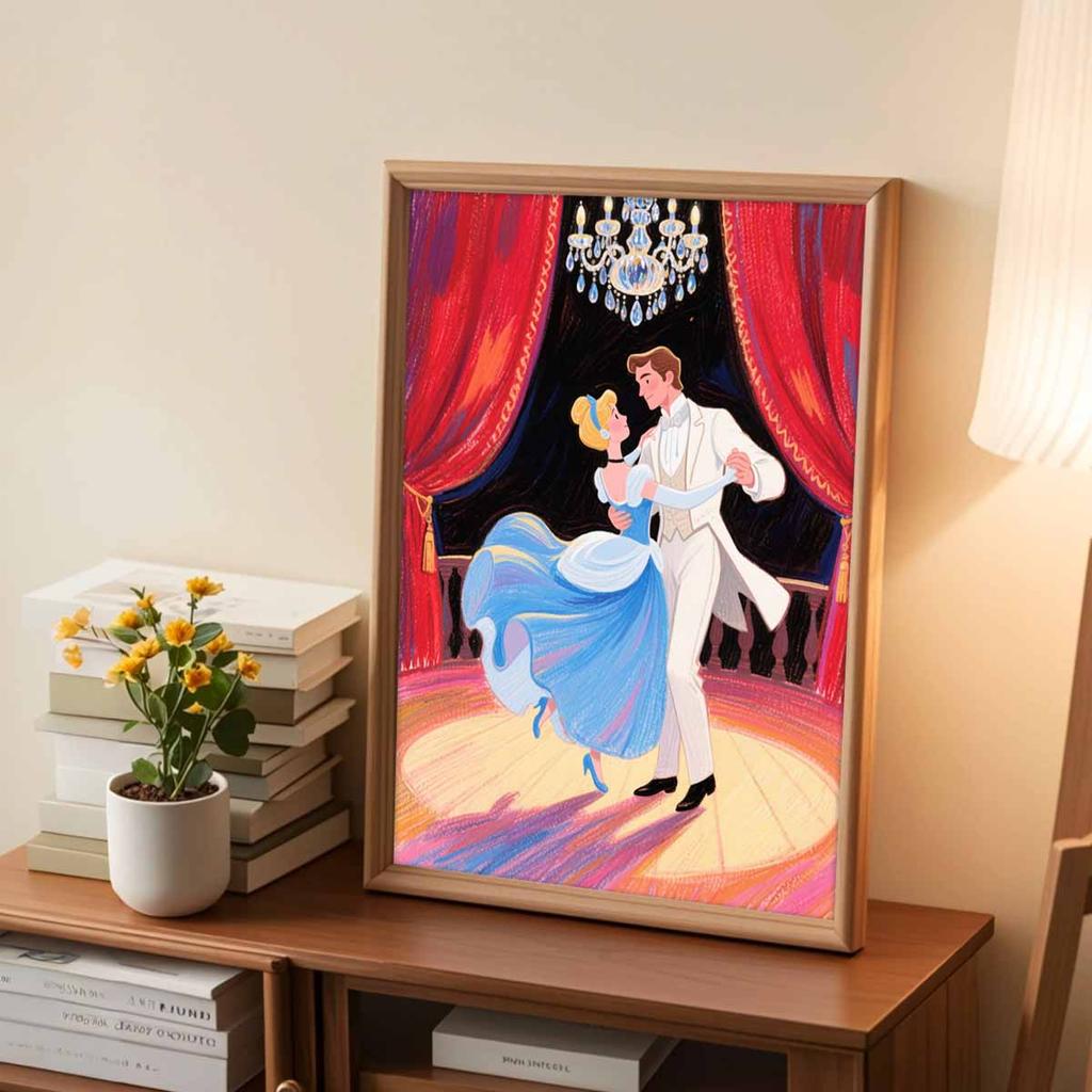 Diamond Mosaic Colorful Diamond Painting Cinderella and The Prince Full Round Embroidery Cartoon Creative Hobbies Wall Decor