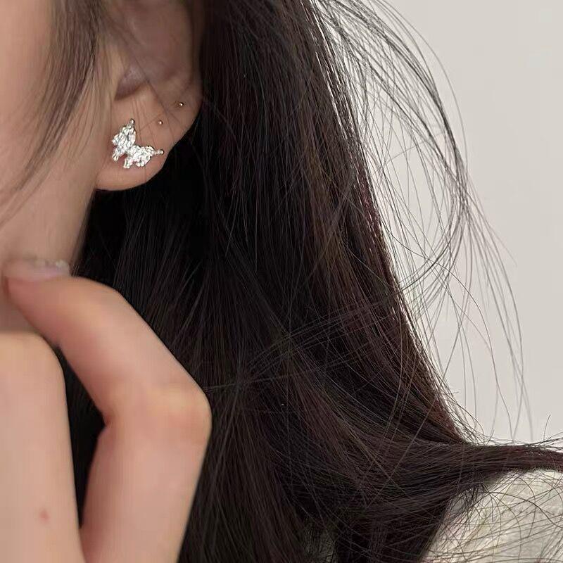 S999 Sterling Silver Butterfly Stud Earrings - Women's Simple, Stylish Design with High-End Feel, Comfort, and Care.