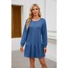Popular Women's Clothing with Crossed Round Neckline Long Sleeved Casual Hoodie Dress