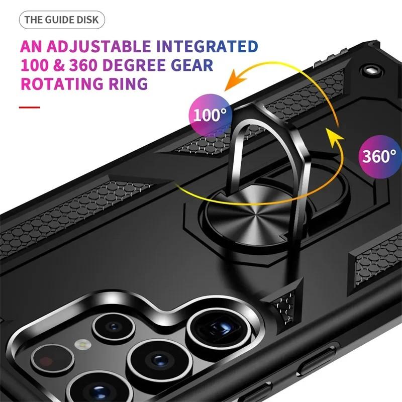 Premium Armor Shockproof Case for Samsung Galaxy S2 S24 S23 S22 S21 S20 Ultra Plus FE Note 20 Ultra Plus Guard Kickstand Cover