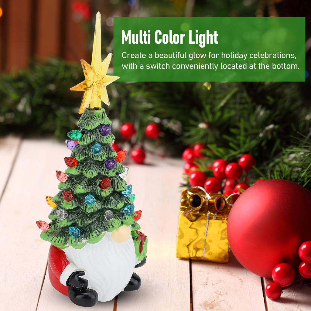 Christmas Battery Luminous Resin Gnome Colorful Light Ceramic Christmas Tree Christmas Table Decorations