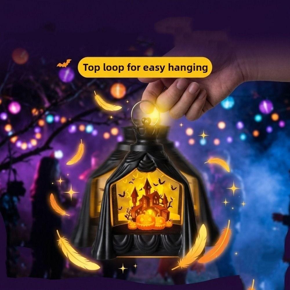 Vintage Halloween Pumpkin Ghost Lamp Decorative Battery Powered Pumpkin LED Light Handheld Waterproof Ghost Lantern
