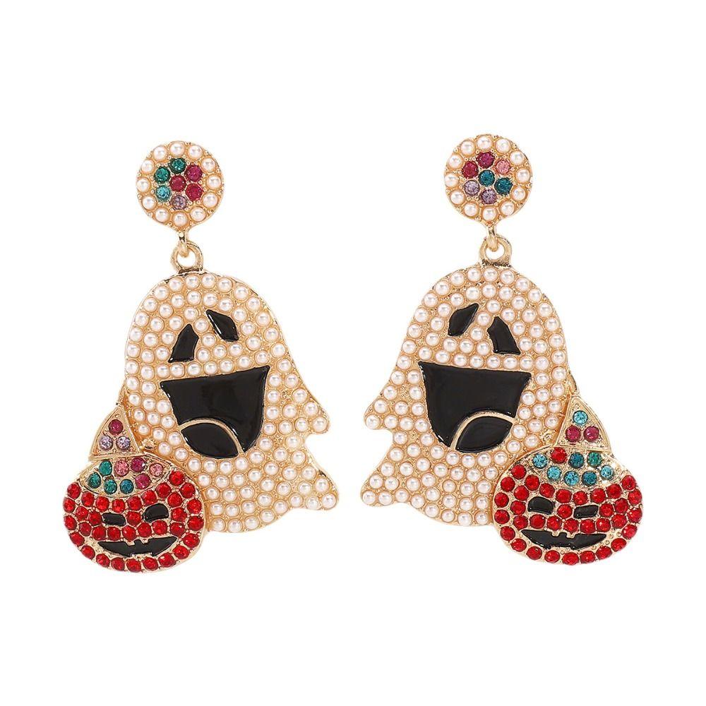 Kawaii Cute Ghost Earrings Irregular Halloween Party Jewelry Cool Ghost Pumpkin Earrings  Lady