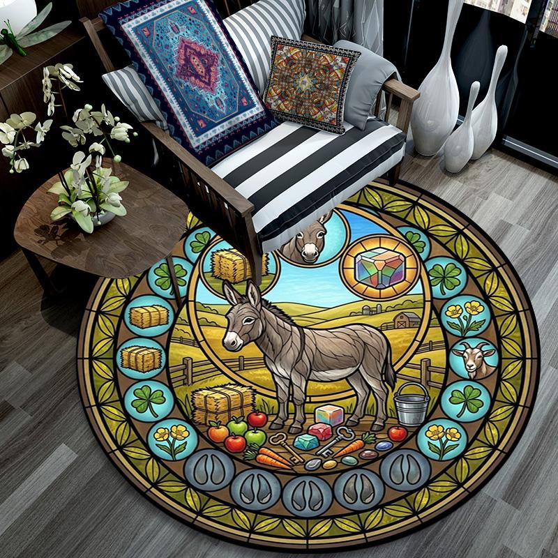 Sheep Nature Symbols Round Area Rug Under Office Chairs Bedroom Living Room Home Decor