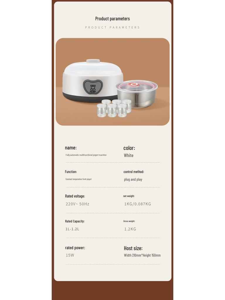 Automatic Cross-Border Home Yogurt Maker - Intelligent 304 Stainless Steel Machine with Cup Divider