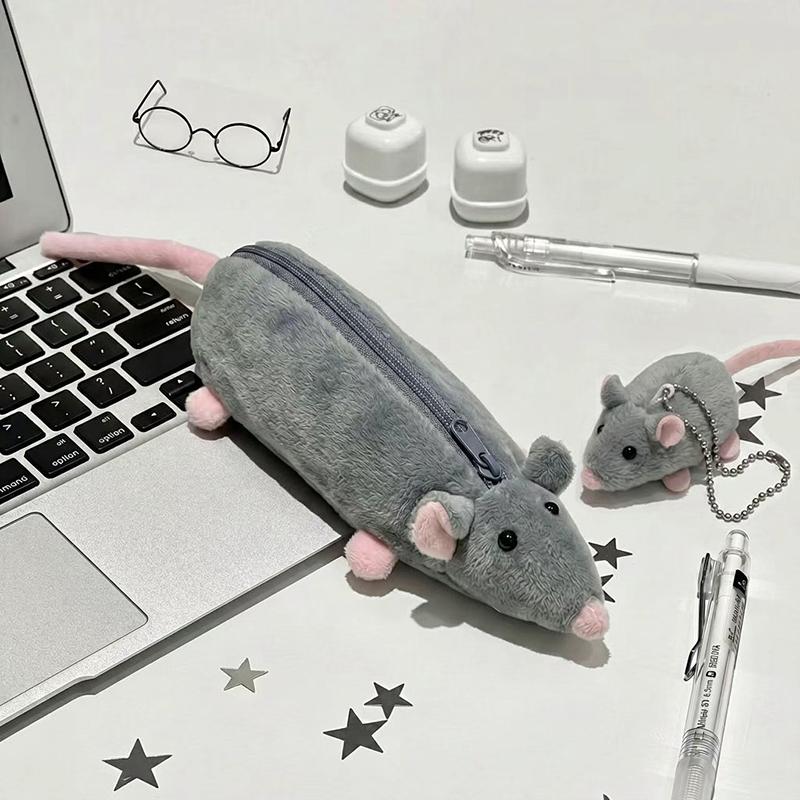Cartoon Animals Plush Pencil Case Soft And Cute Creative For Girls Niche Student Stationery Desktop Pencil Storage Bag