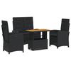 VidaXL Ensemble à Manger de Jardin avec Coussins 4 pcs, Table de Terrasse, Meubles de Patio, Mobilier d'Extérieur, Noir 3277335
