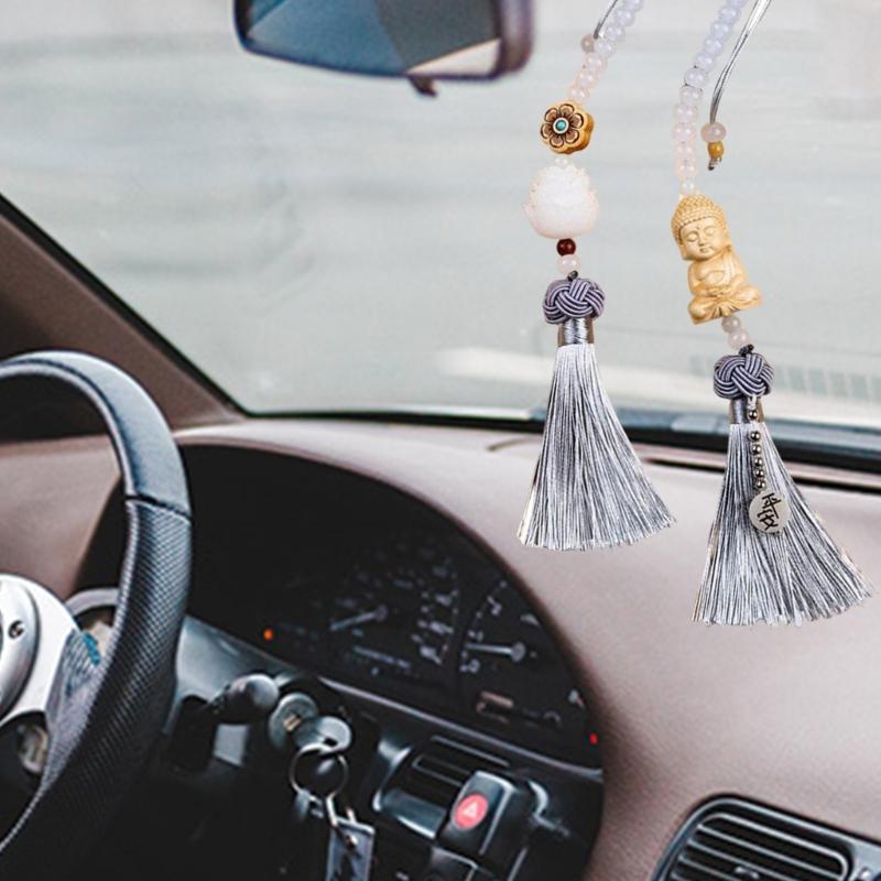Buddhas Pendant Car Hanging Ornament with Lanyard Good Luck Rear View Mirrors Hanging Ornament