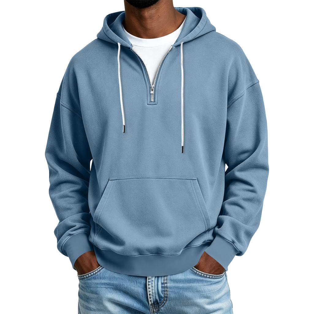 Men's Casual Half Zip Hoodie Sweatshirt for Winter Color Everyday Wear