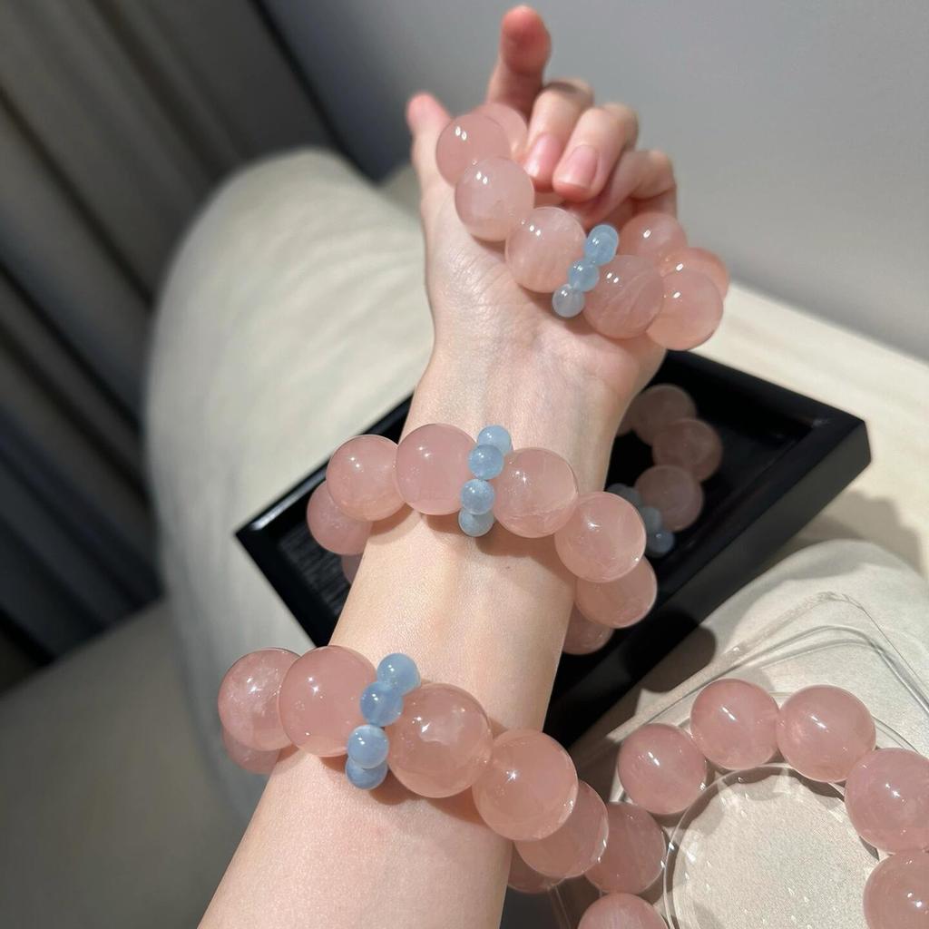 Grapefruit Ice Cream Big Mac Grapefruit Pink Aquamarine Running Ring DIY Natural Powder Crystal Large Granular Bracelet Niche Women