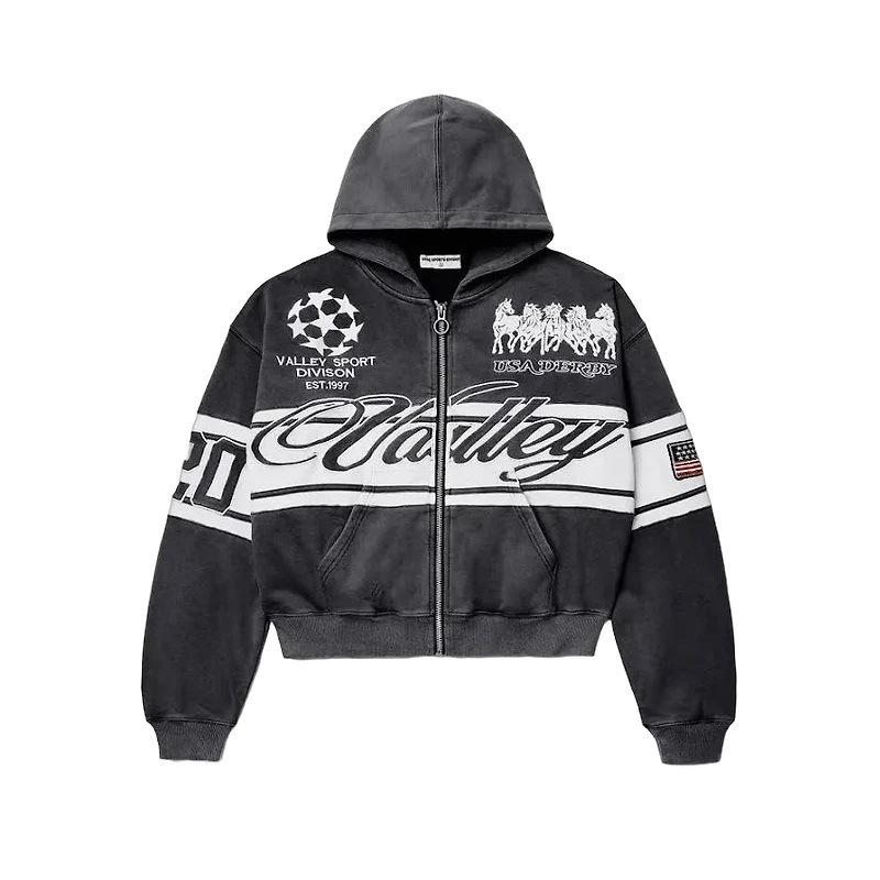 Europe, America 2025 American Graffiti Printing Men's and Women's Loose Casual Zipper Hooded Sweater Trendy Brand